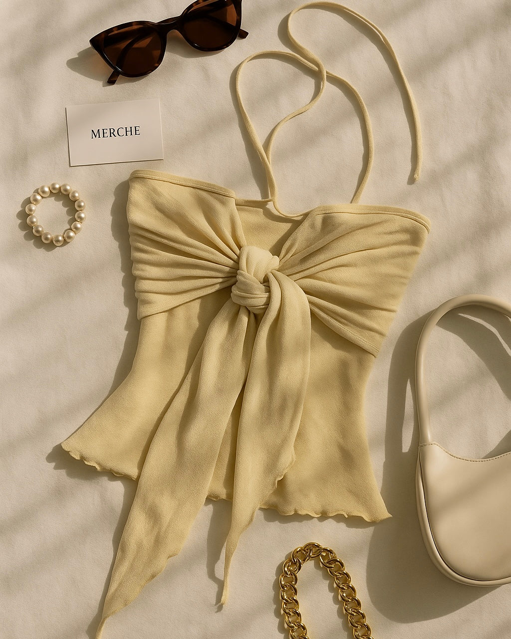 PORTO DREAMS YELLOW BOW TIE-UP TOP