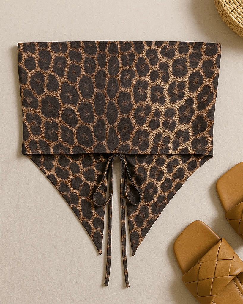 LEO LOVE PRINTED BANDEAU TOP