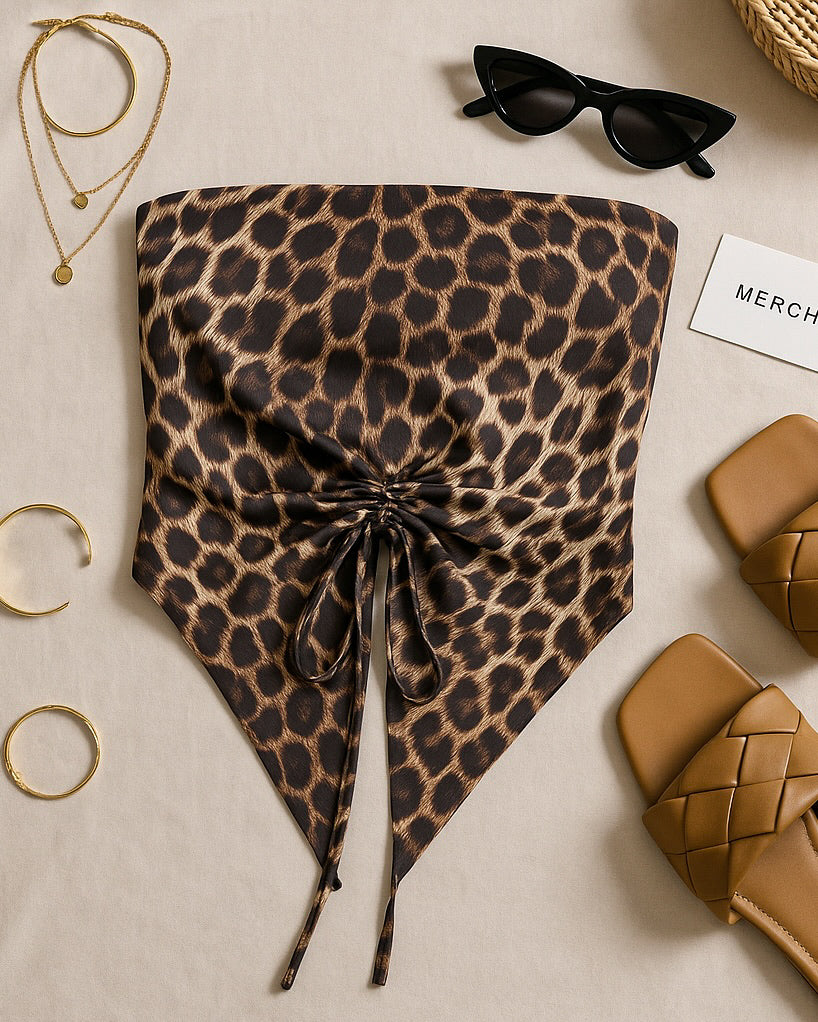 LEO LOVE PRINTED BANDEAU TOP
