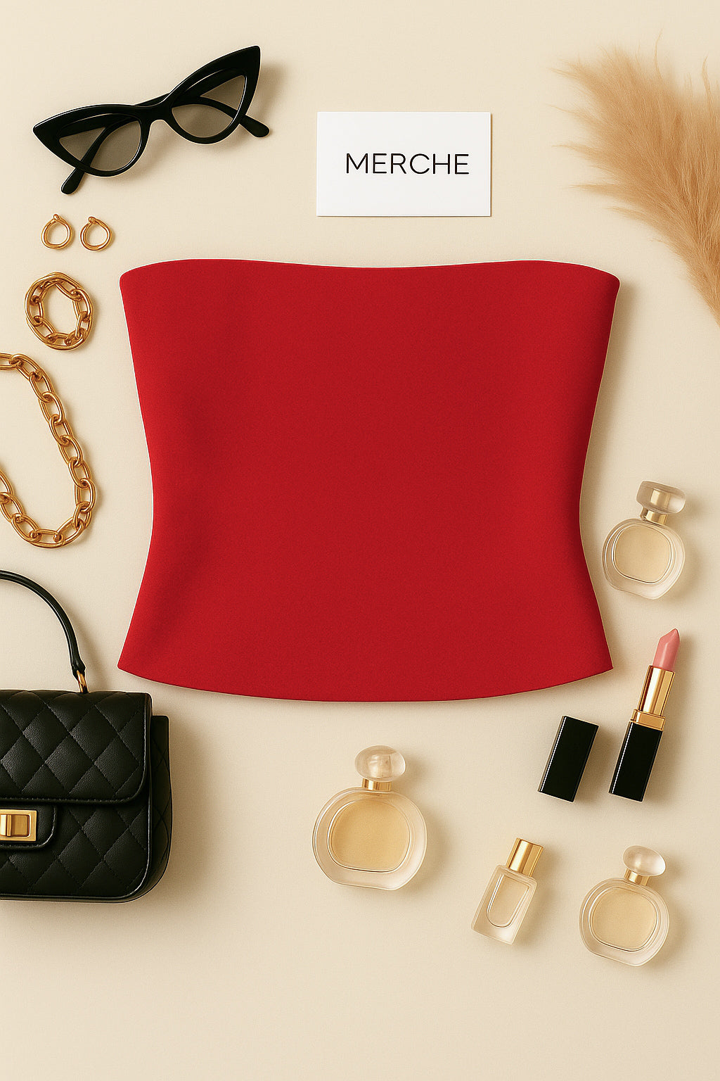 MARRY THE NIGHT RED BANDEAU TOP