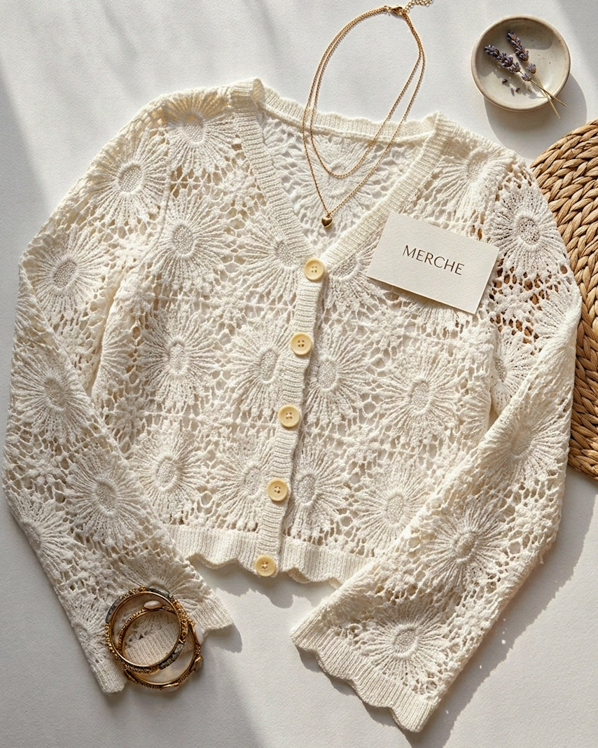 UNIVERSAL RULES CROCHET CREAM TOP