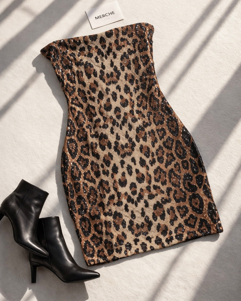 FOREVER WILD SEQUIN BANDEAU DRESS