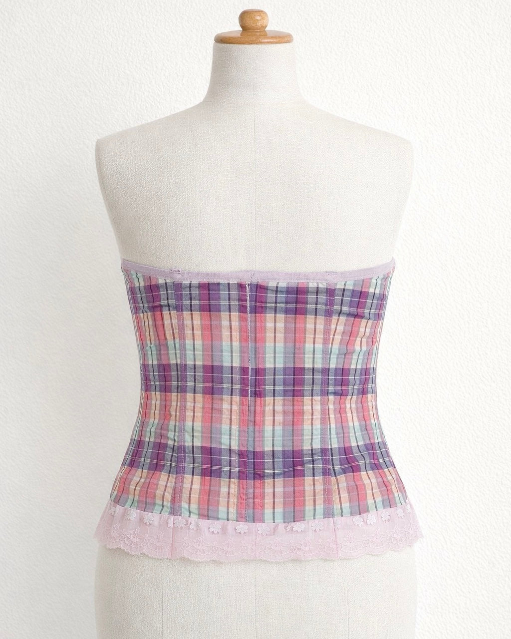 SWEET TALKER CHECKS BUSTIER BANDEAU TOP