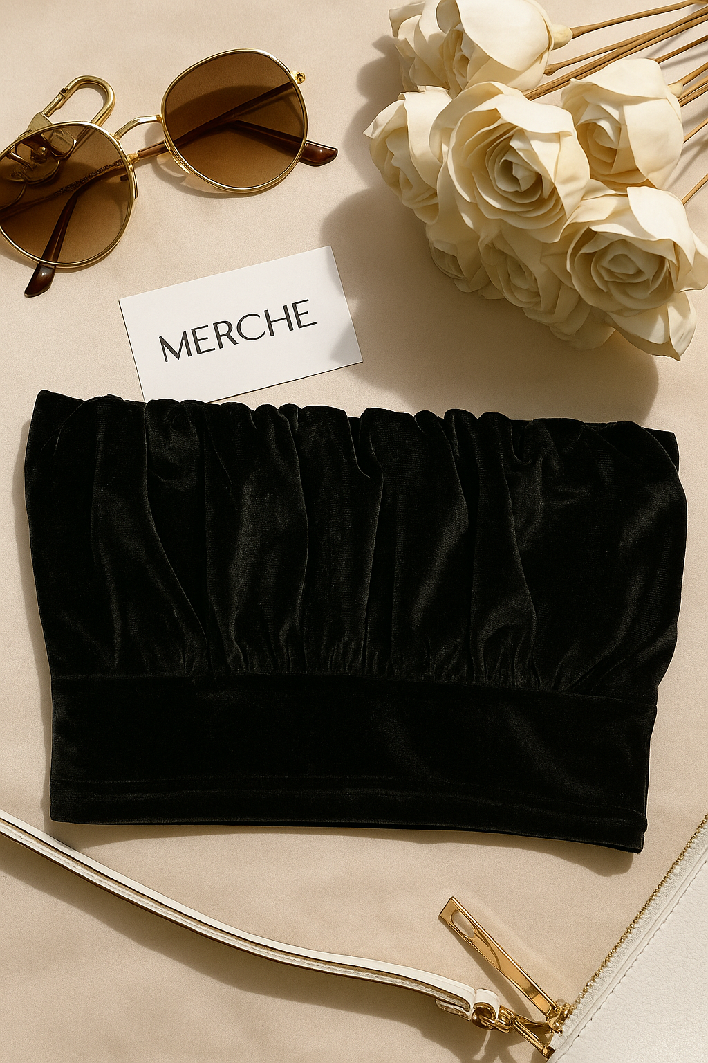 VALLEY GIRL VELOUR BANDEAU TOP