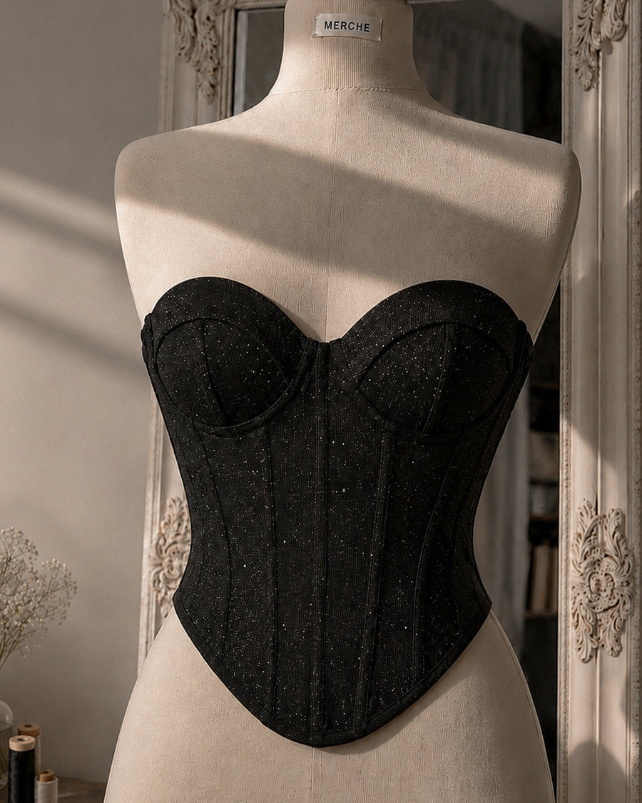 BLACK SUGAR BADDIE PADDED SHIMMER CORSET
