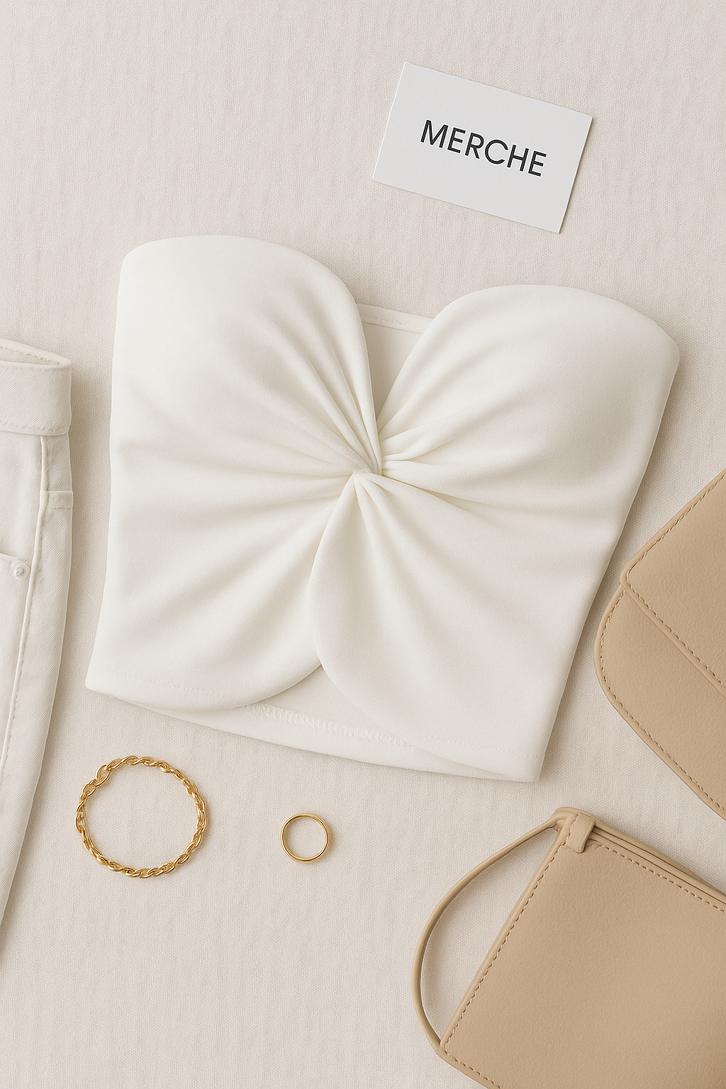 GOT ME STARTED PADDED WHITE LUXE BANDEAU TOP