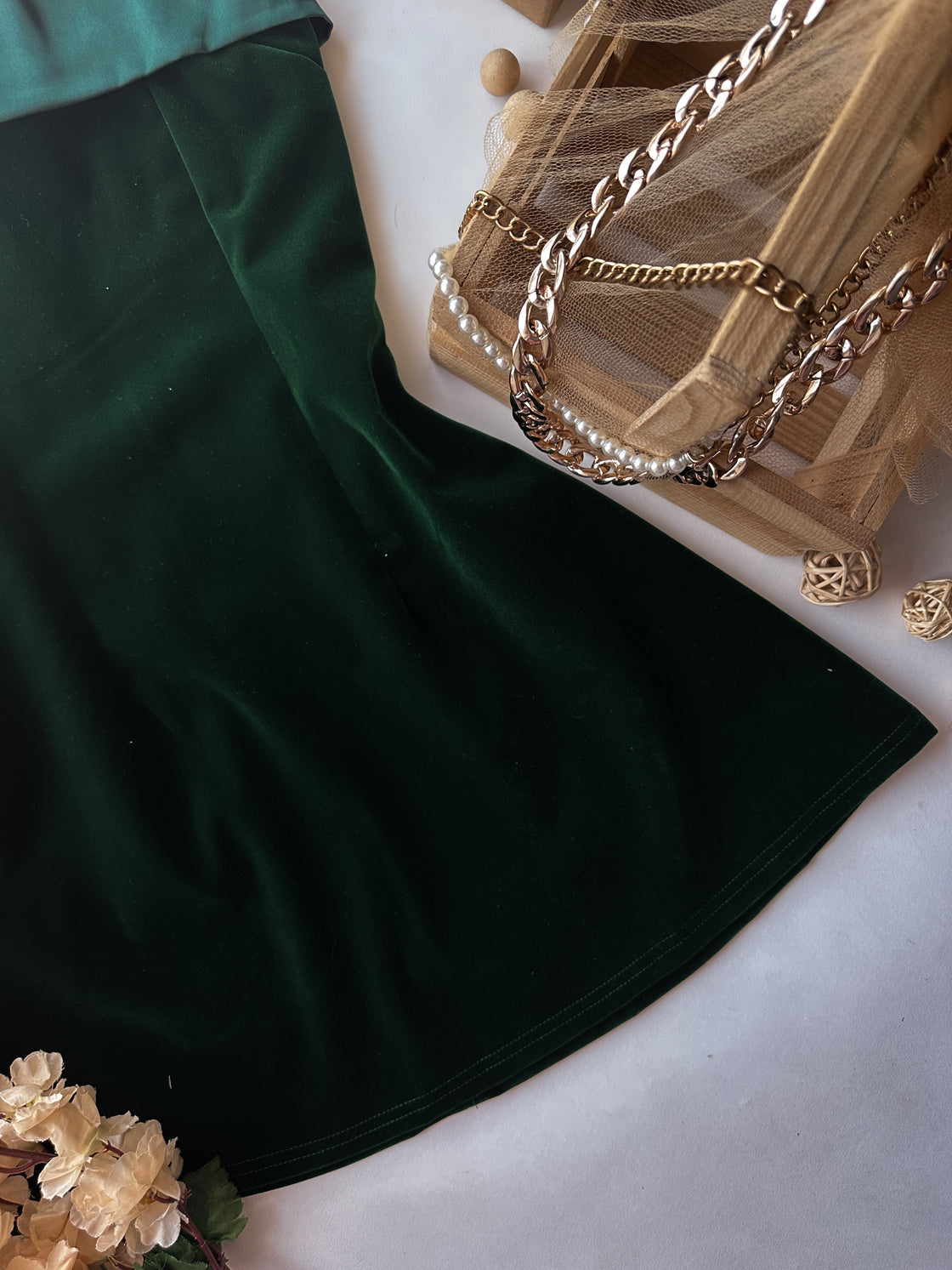 LOVE AFFAIR GREEN VELOUR BANDEAU DRESS