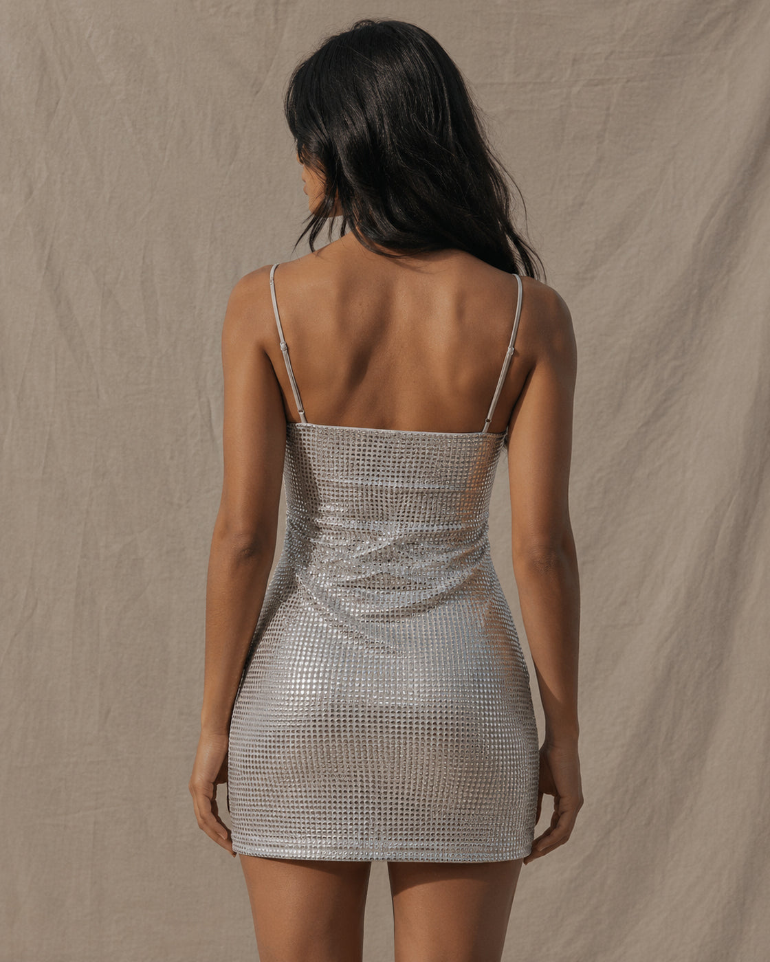 BREATHTAKING BEAUT METALLIC FOIL SLIP DRESS
