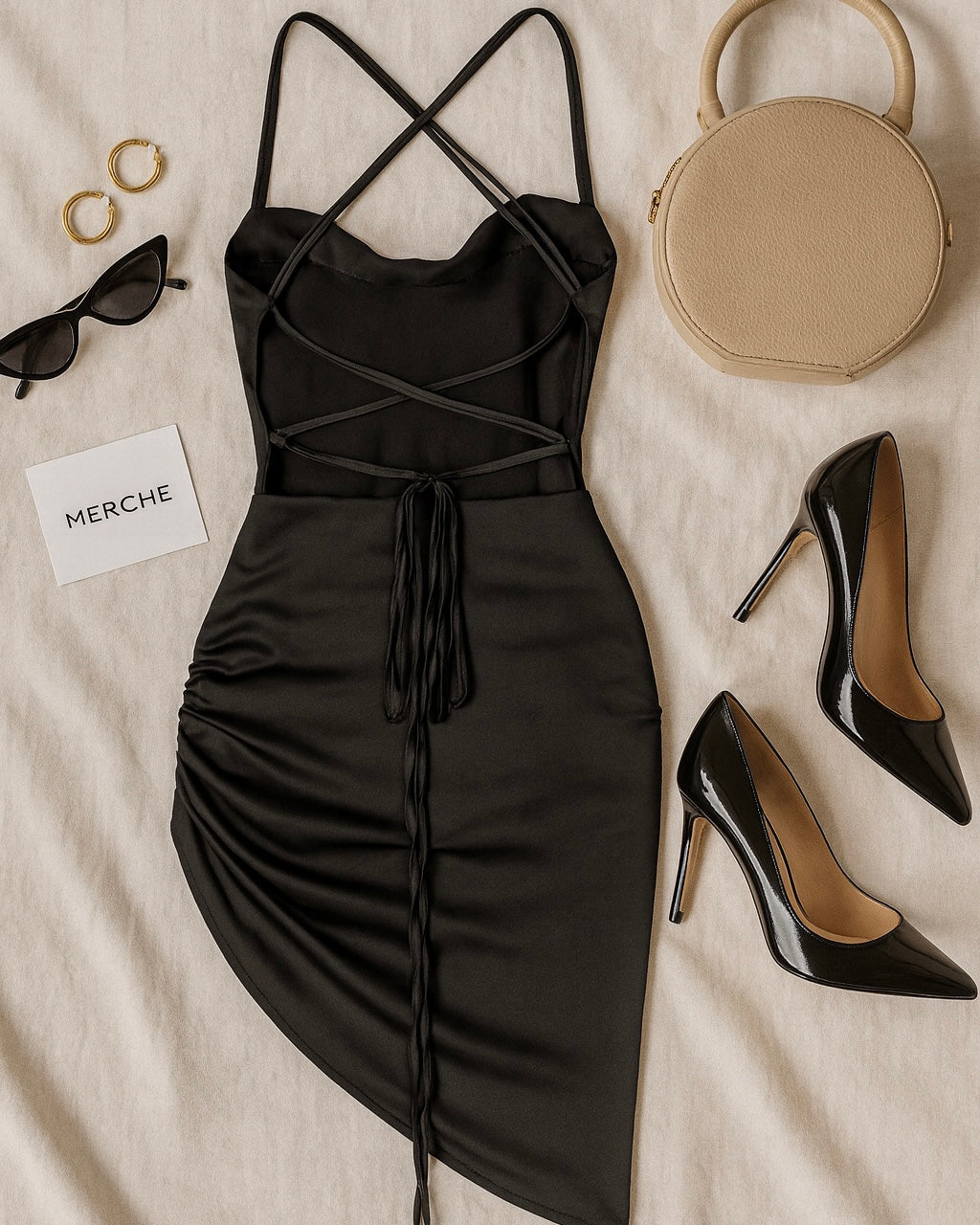 LONG NIGHT CROSSBACK SATIN DRESS