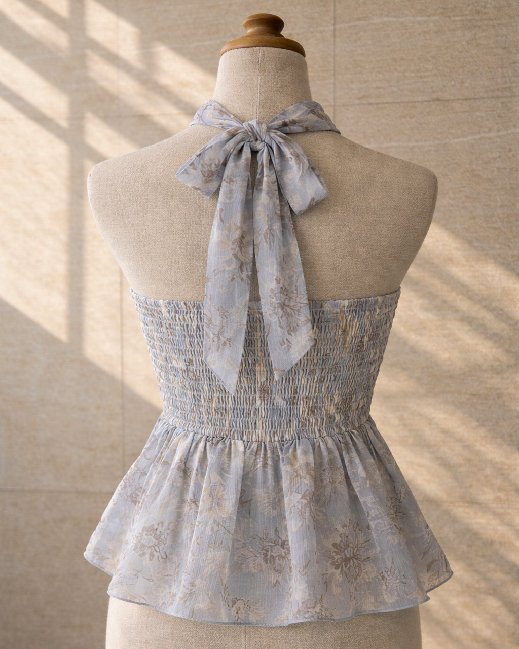 SWEET ESCAPE BRAIDED FLORAL HALTERNECK TOP