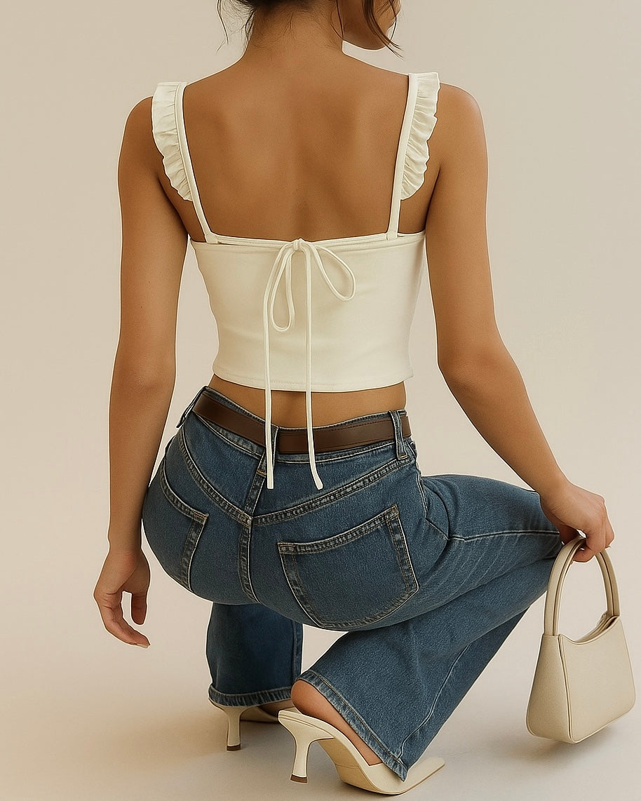 AUTUMN MORNING IVORY RUFFLE TOP