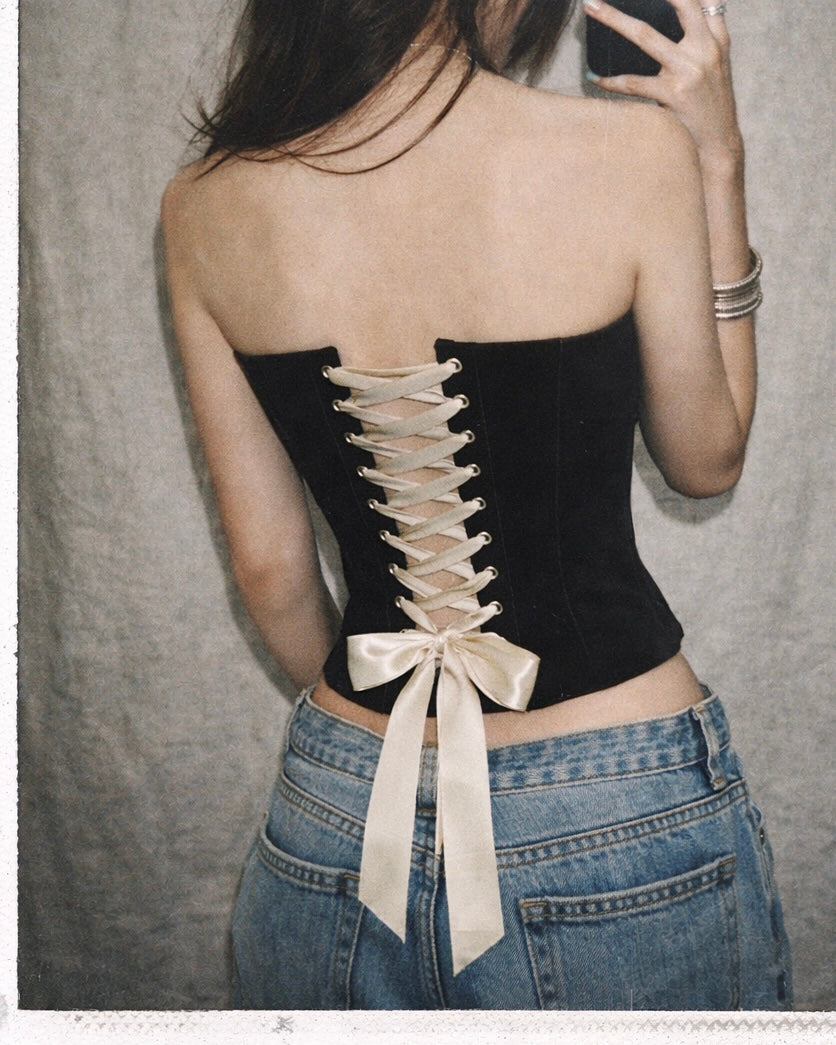 FLIRTY NOT SORRY VELOUR LUXE CORSET
