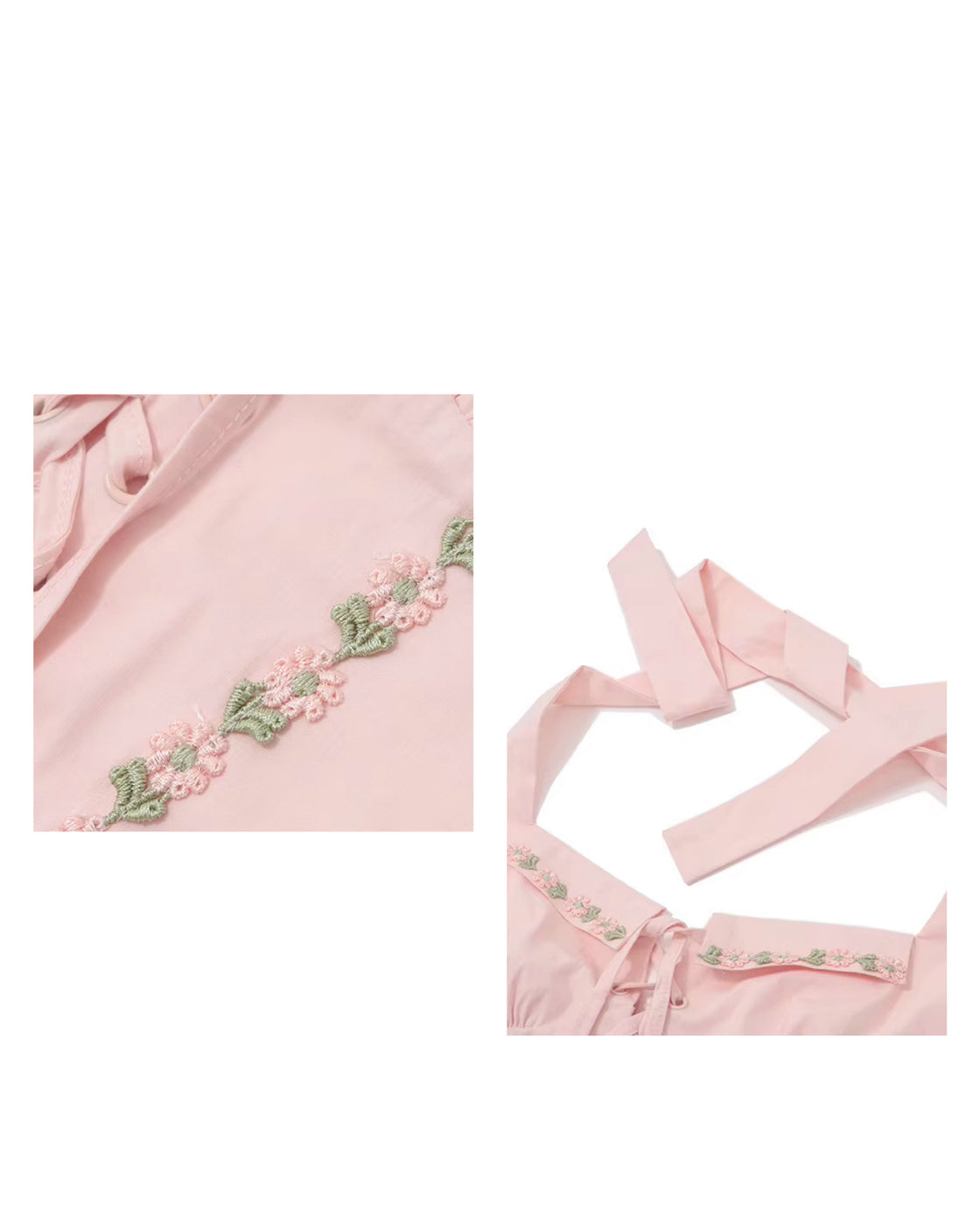 GIRL NEXT DOOR PINK EMBROIDERED HALTERNECK TOP