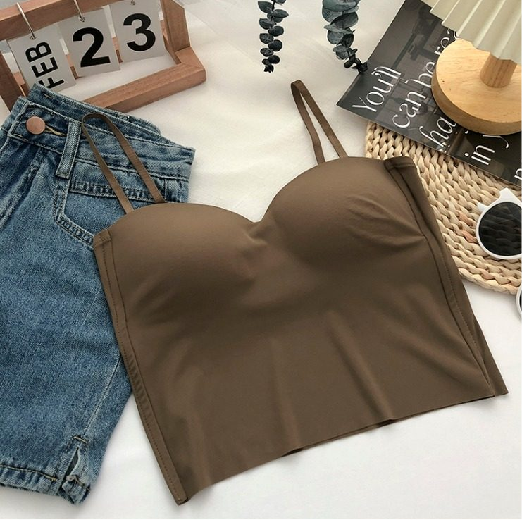 EVERYDAY WEAR PADDED BROWN CAMI TOP