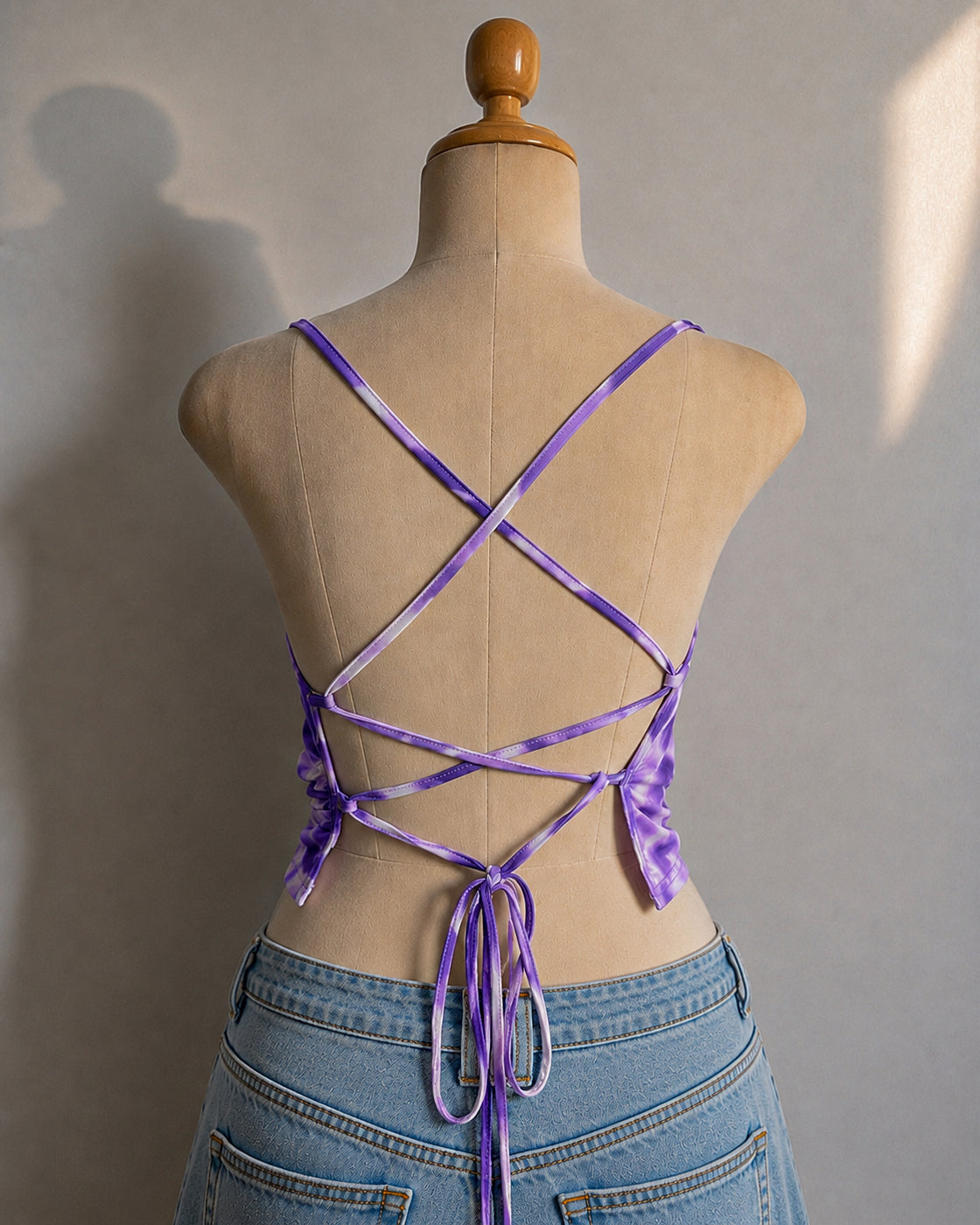 BAHAMAS THIS SUMMER TIE-DYE CROSSBACK PURPLE TOP