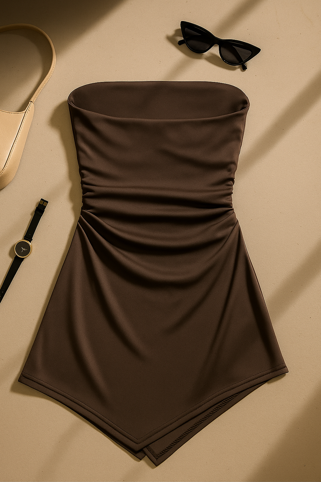 MIMOSA TIME BROWN MINI DRESS