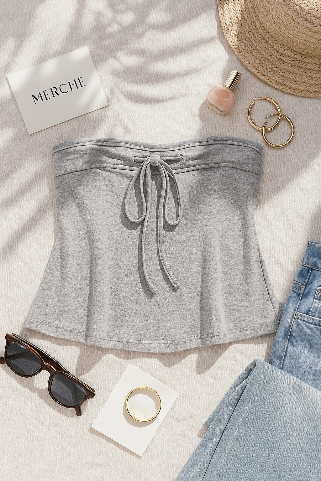 NEVER BEEN KISSED GREY BANDEAU TOP