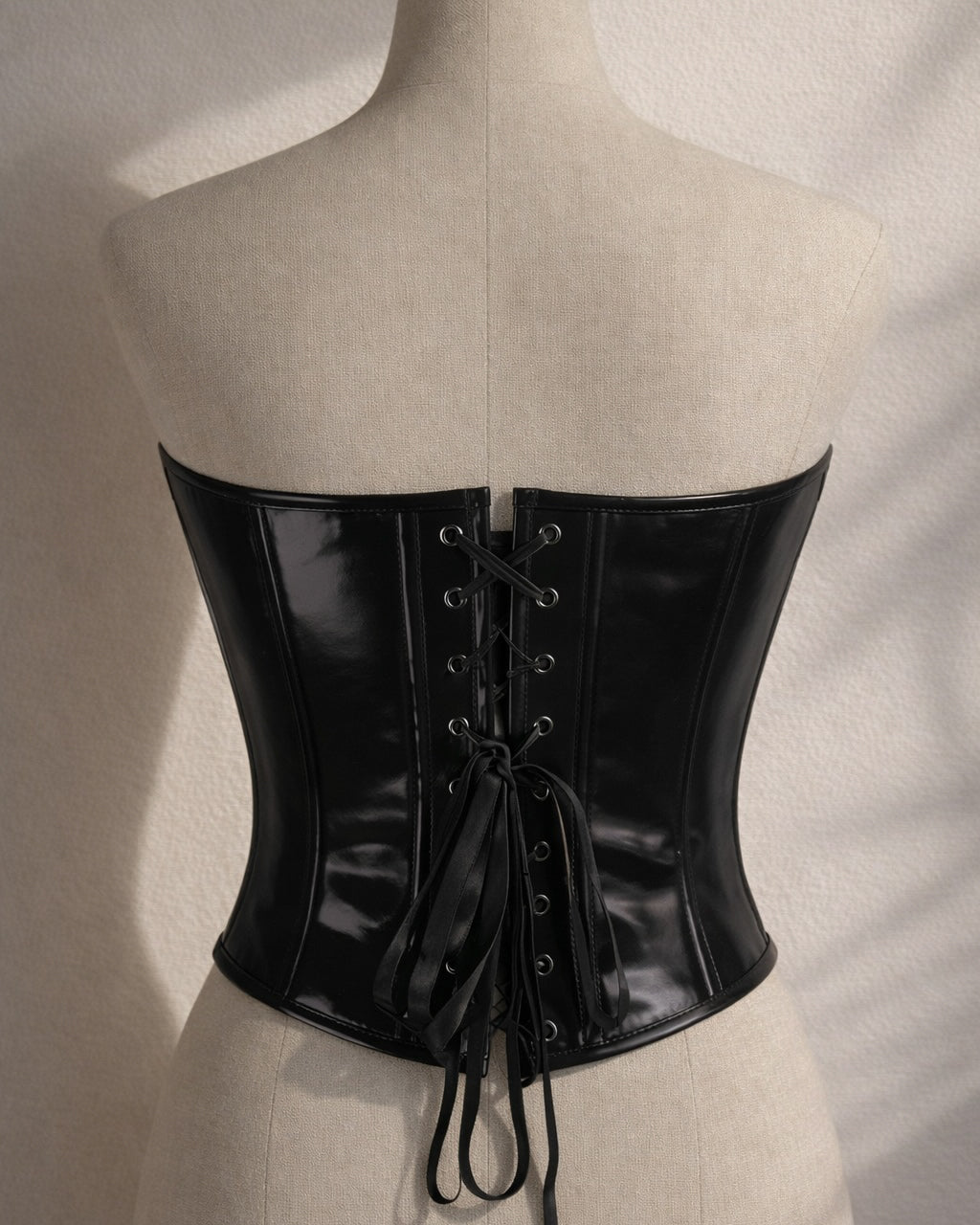 LOVE YOU LATTE FAUX LEATHER BLACK CORSET