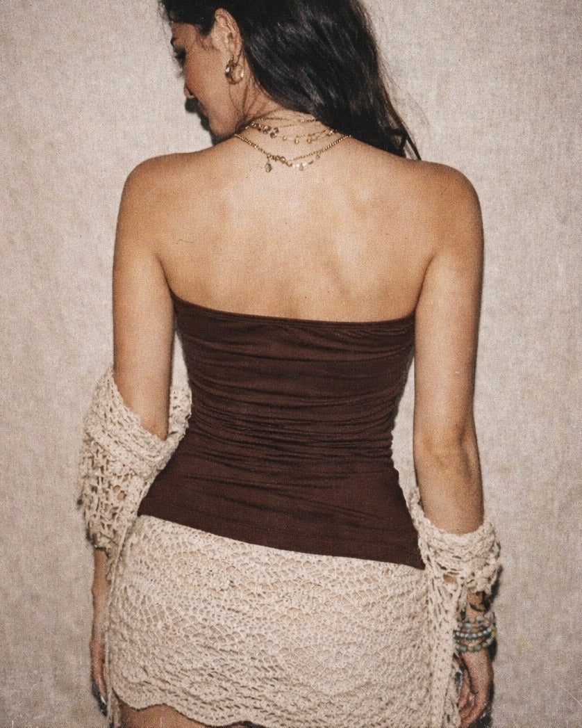 BEACH BAR CUT-OUT TWISTED BROWN TOP