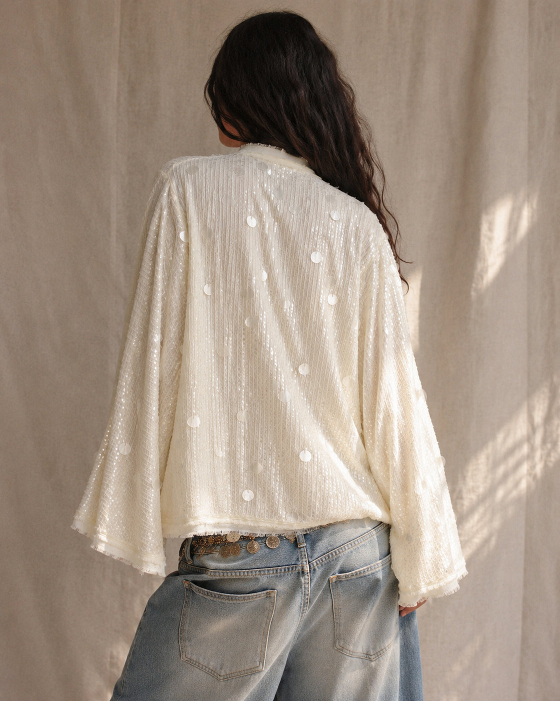 CLUB NARCISSISTIC SEQUIN EMBELLISHED WRAP JACKET