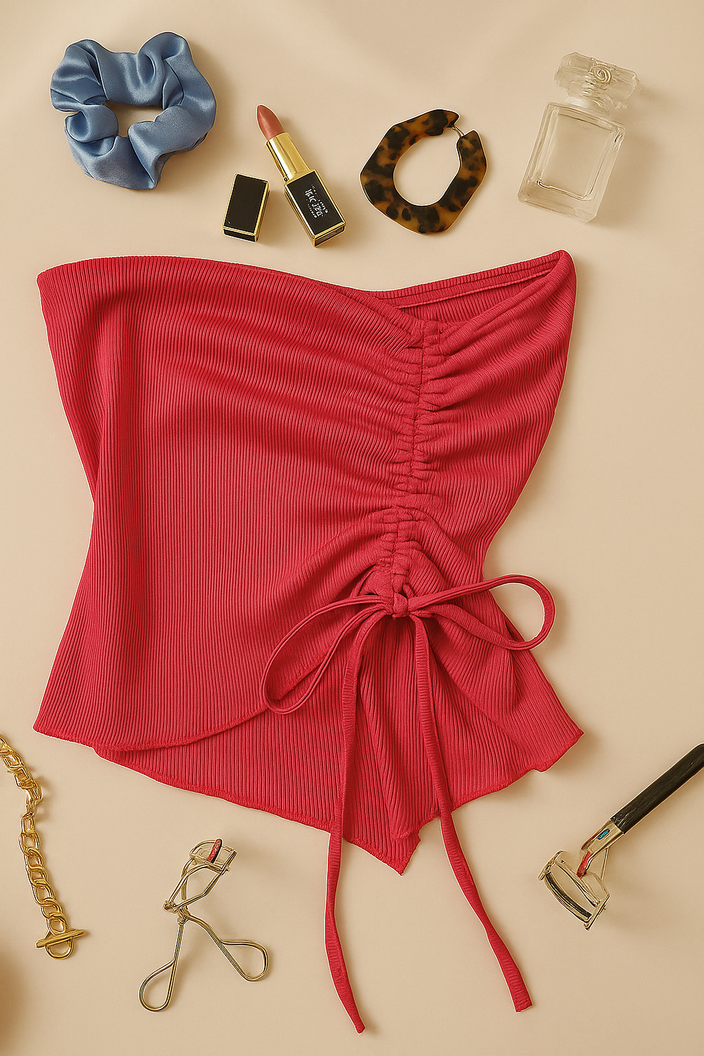 URBAN PRINCESS PINK DRAWSTRING BANDEAU TOP