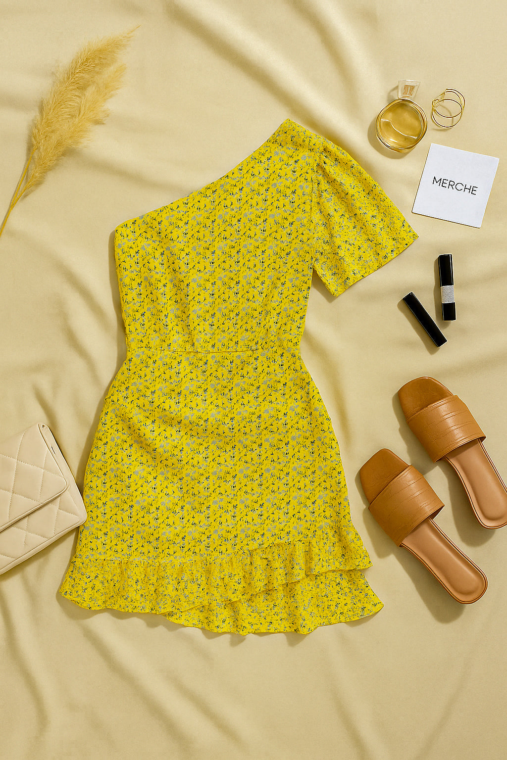 PRETTY THING ONE-SHOULDER FLORAL DRESS
