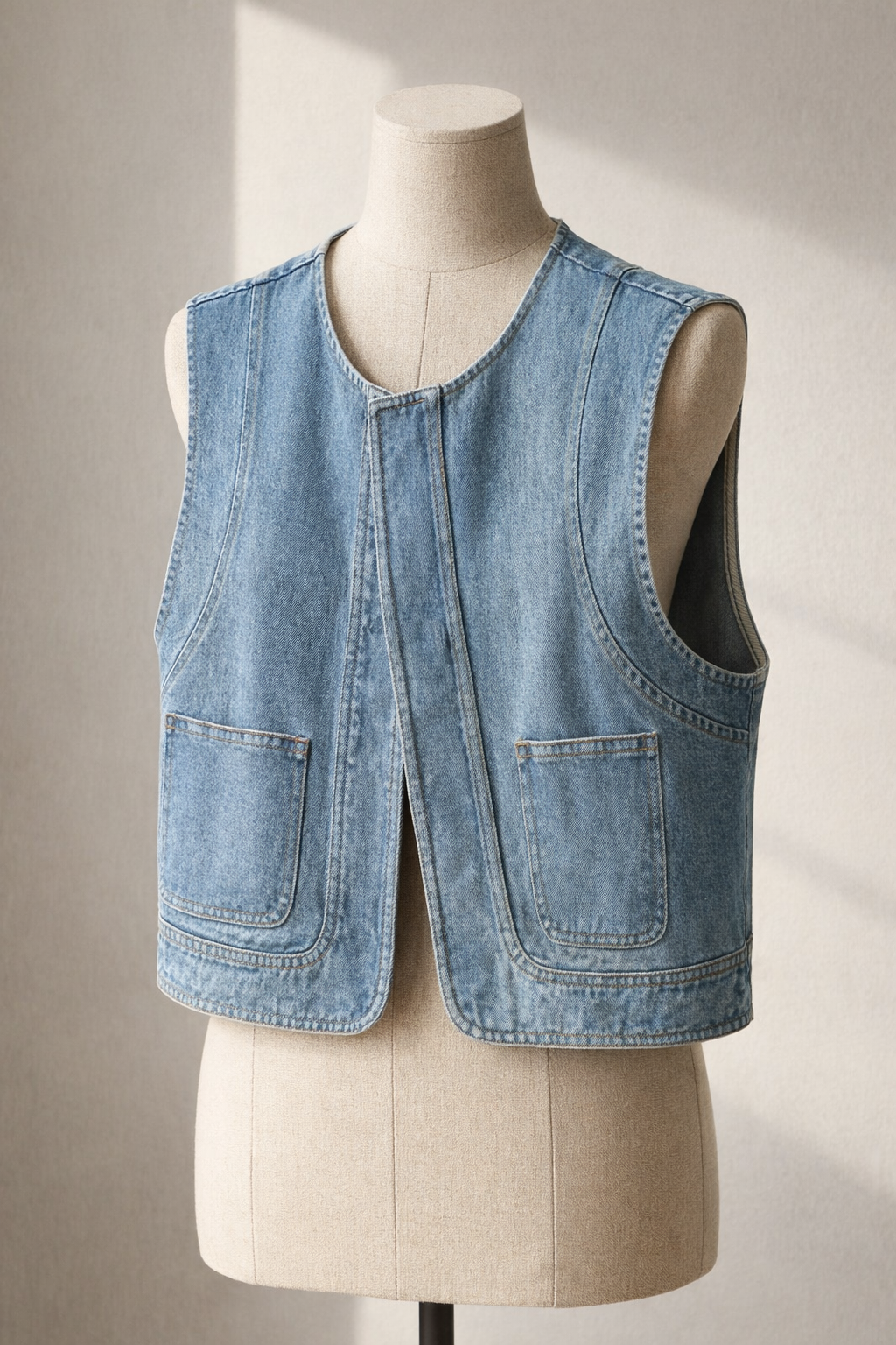 COFFEE RUNS DENIM VEST TOP