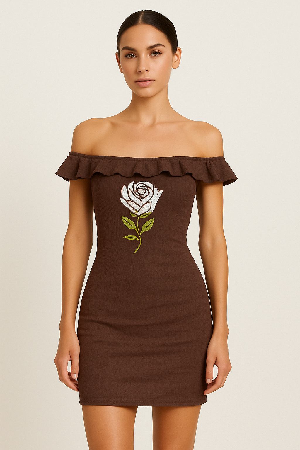 FILM SET BROWN EMBROIDERED DRESS