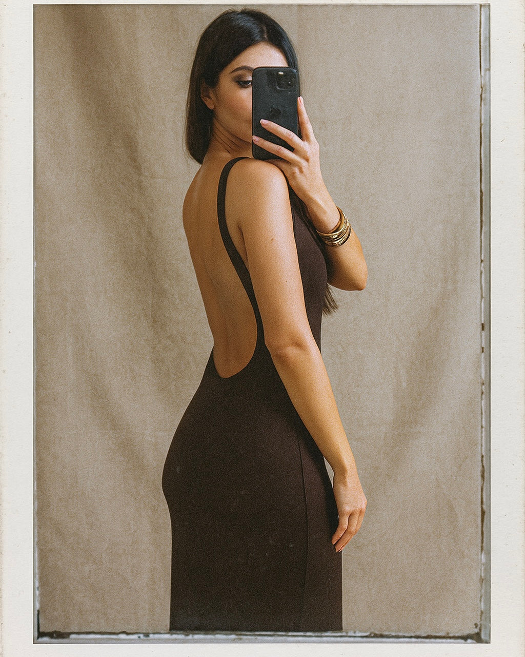 CLASS APART DEEP-BACK COCOA MAXI DRESS