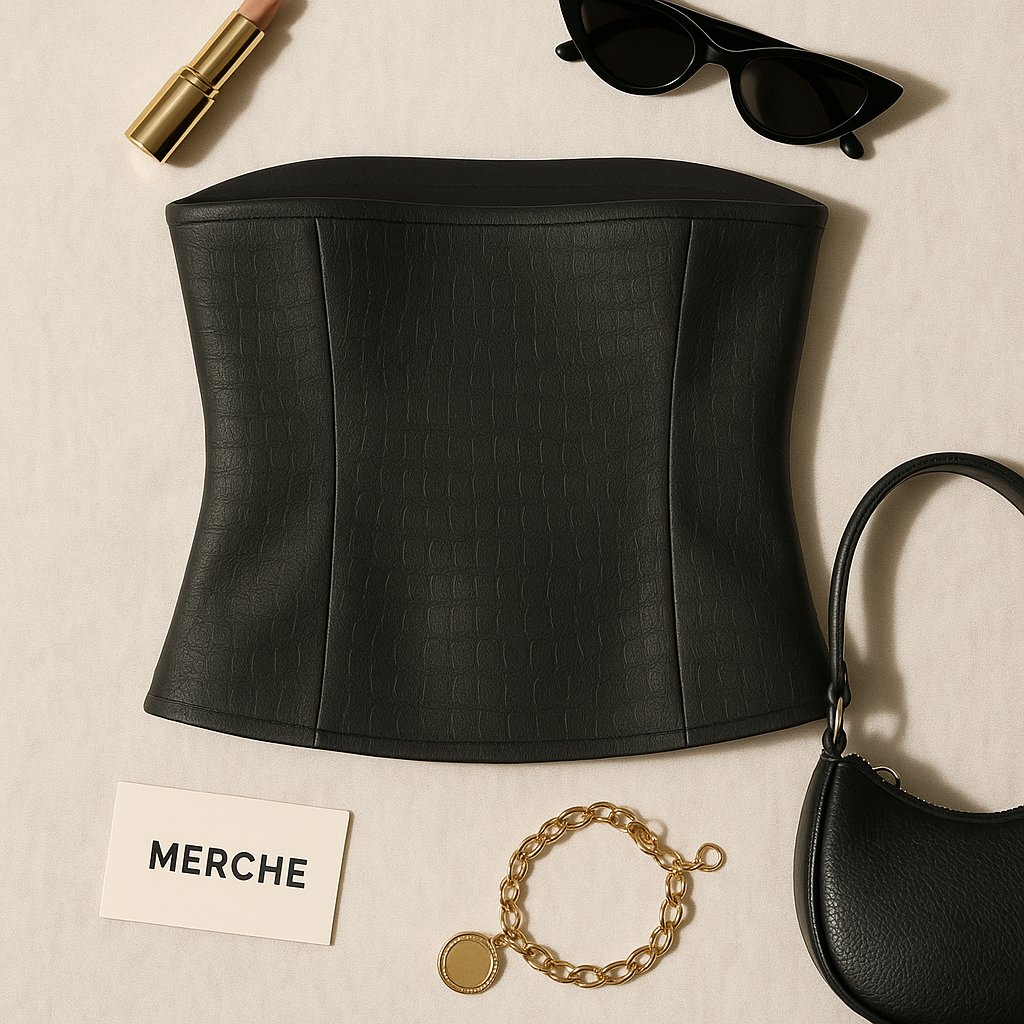 THE MESSY ONE FAUX LEATHER BANDEAU TOP