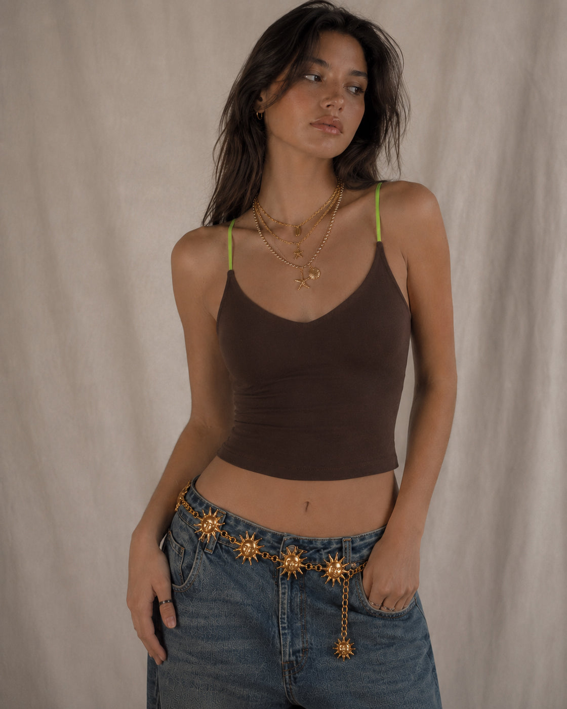 FUTURE SHOW BROWN PADDED TOP