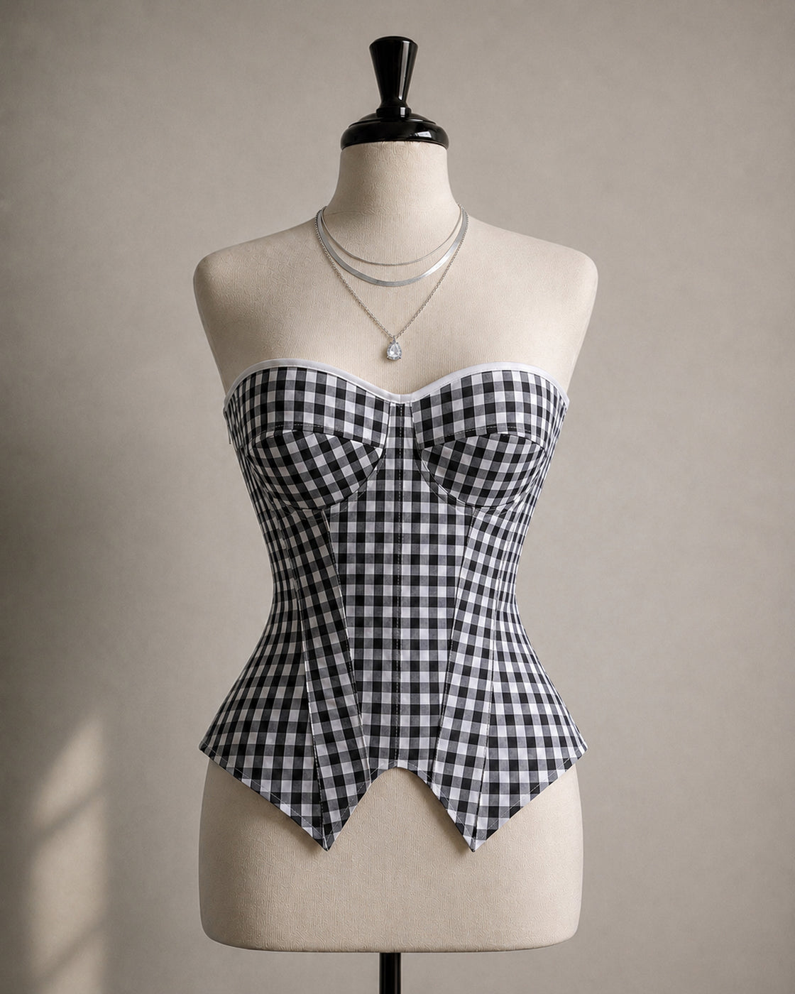 QUE COUNTRY SONGS CHECKS PADDED CORSET