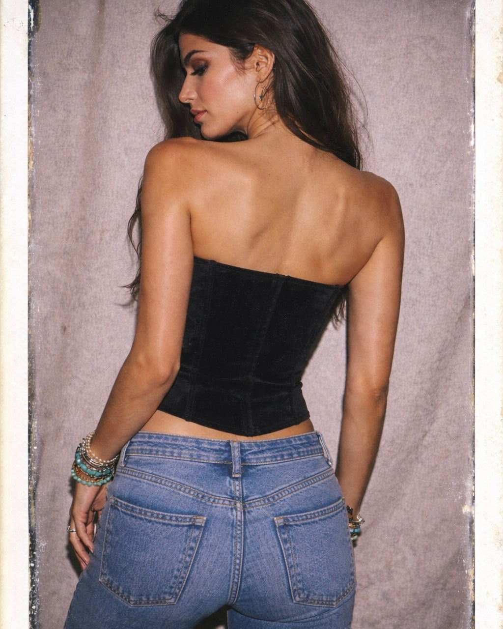 NOT YOUR BABY LUXE EMBELLISHED VELOUR  BANDEAU TOP