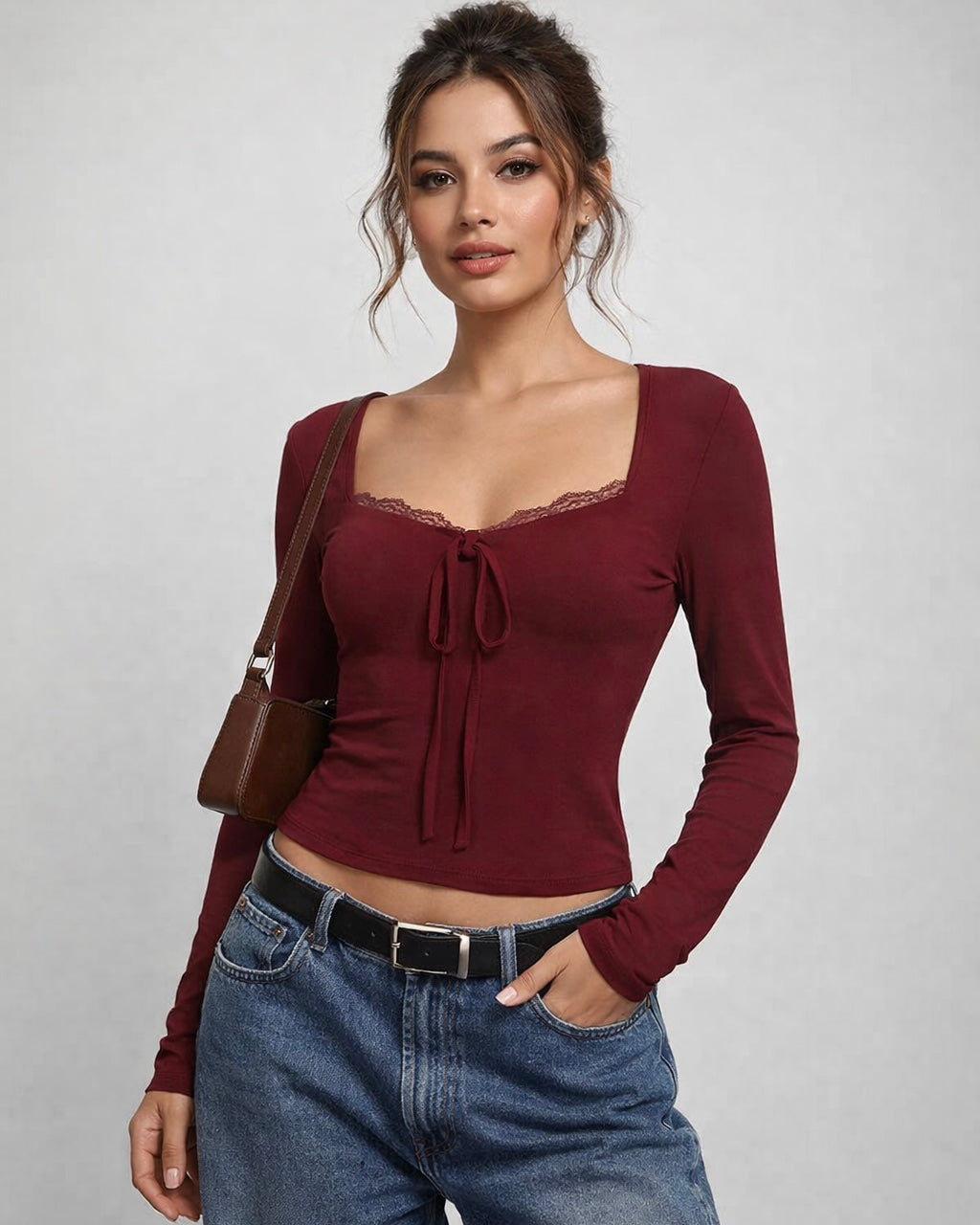OUTER SPACE MAROON LUXE TOP