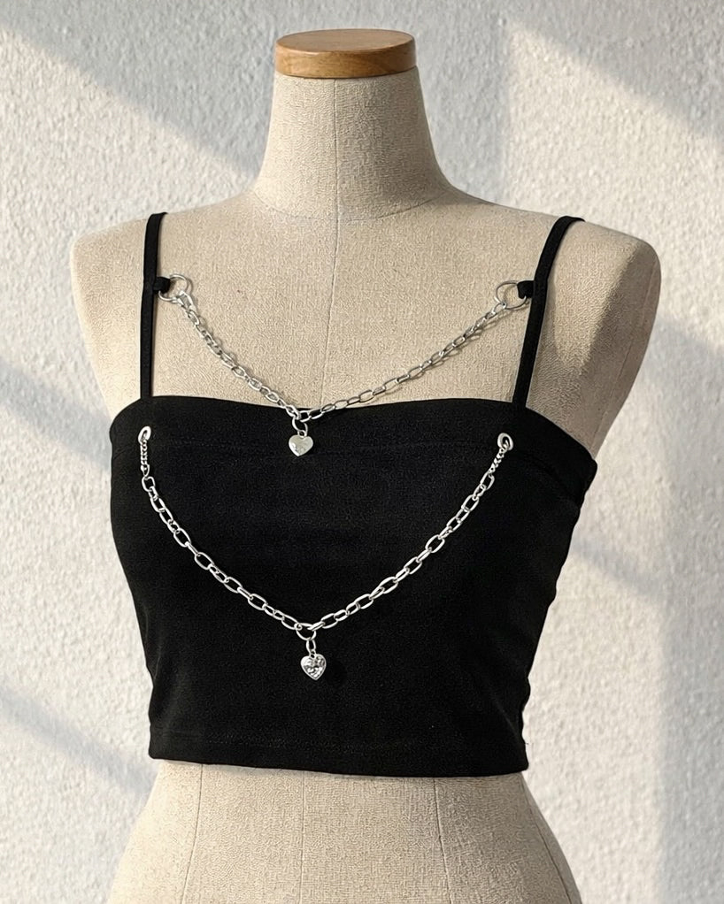 UNDERGROUND BARS CHAIN DETAIL BLACK CAMI TOP