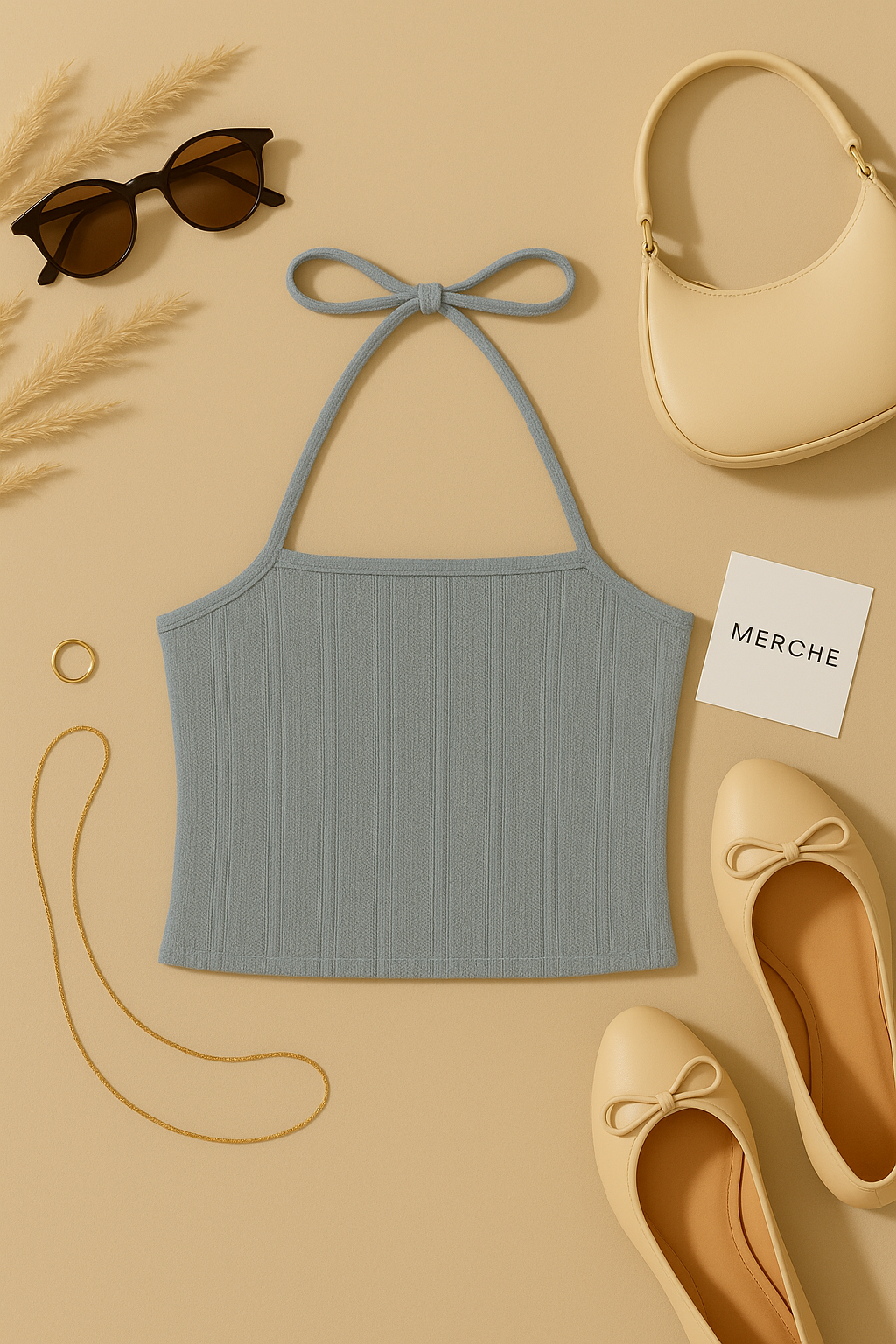SWEET BERRY GREY HALTERNECK TOP