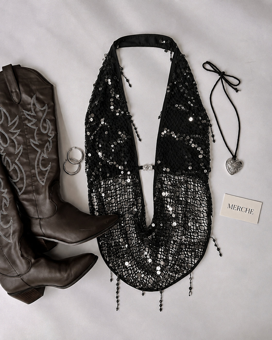 KEEP THE FLASH ON SEQUIN EMBELLISHED BACKLESS TOP