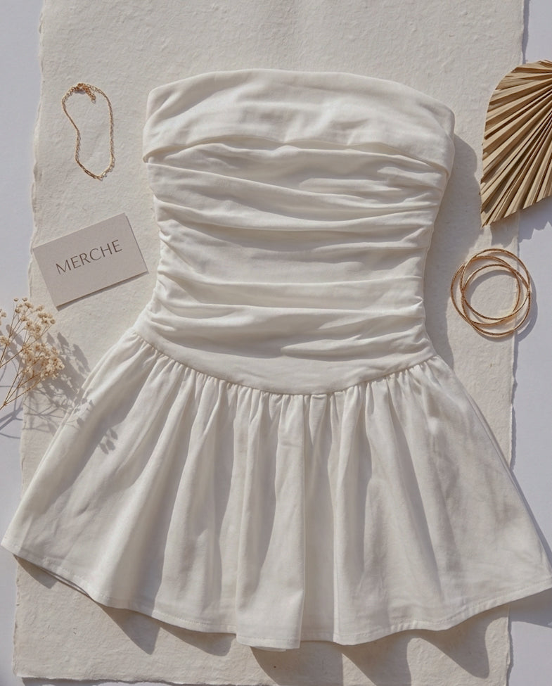 DANCE UNTIL SUNRISE WHITE FLARE DRESS