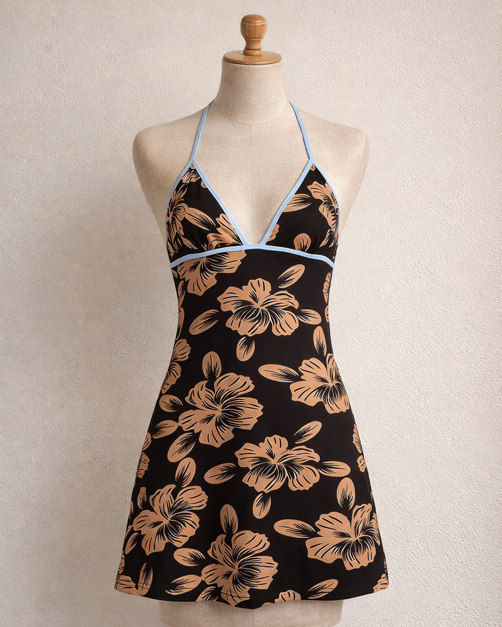 COMMAND THE SUN FLORAL PRINTED HALTERNECK DRESS