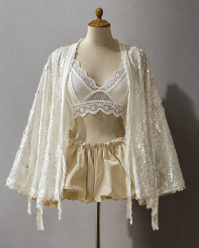 CLUB NARCISSISTIC SEQUIN EMBELLISHED WRAP JACKET