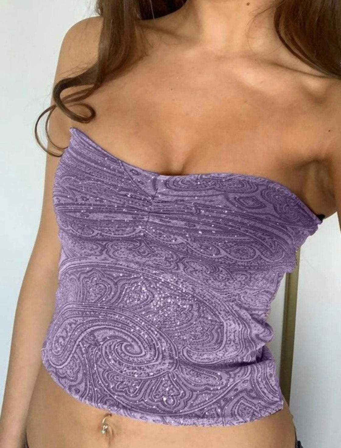 RIDER GIRL PURPLE PRINTED BANDEAU TOP