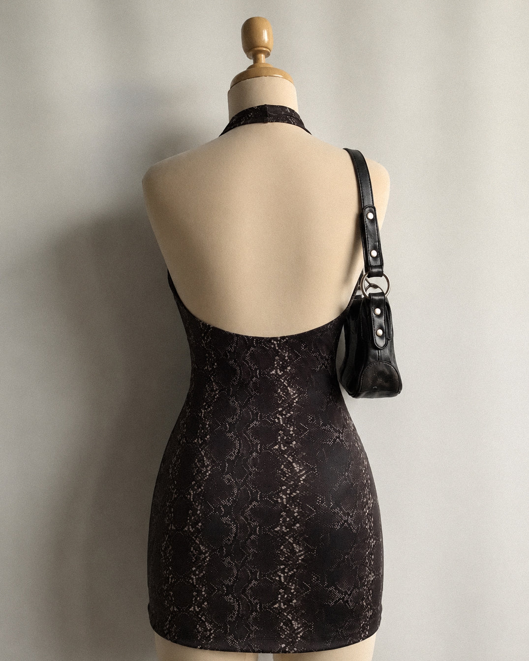 WILD TEMPLE PRINTED COWL LUXE HALTERNECK DRESS