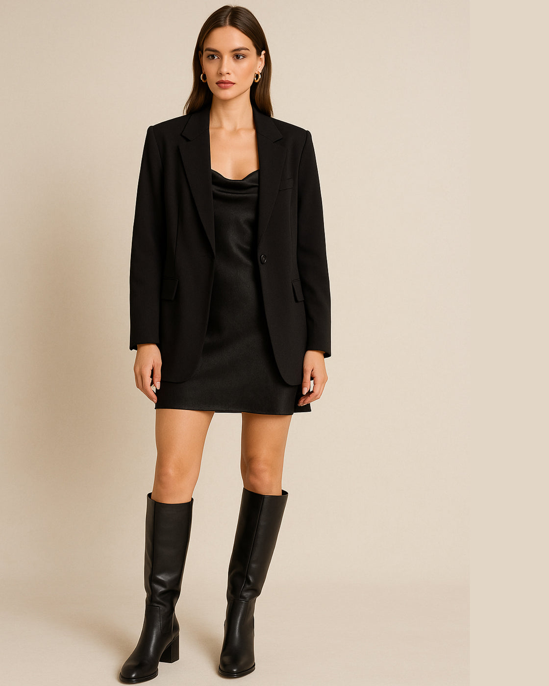 HYPE GIRL SATIN BLACK LUXE DRESS
