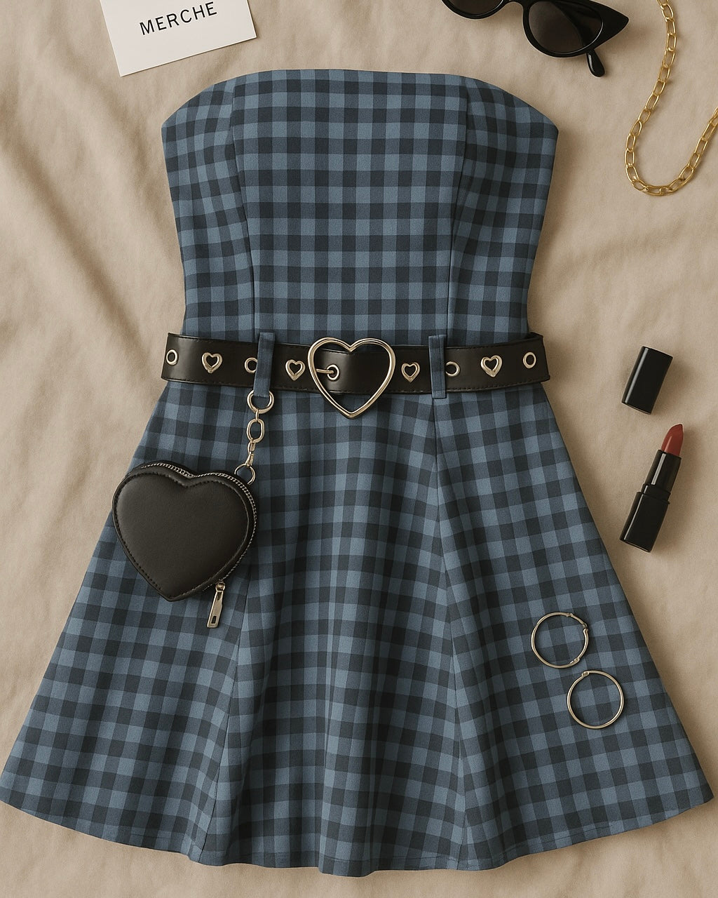 DANCING IN LOVE CHECKS MINI DRESS