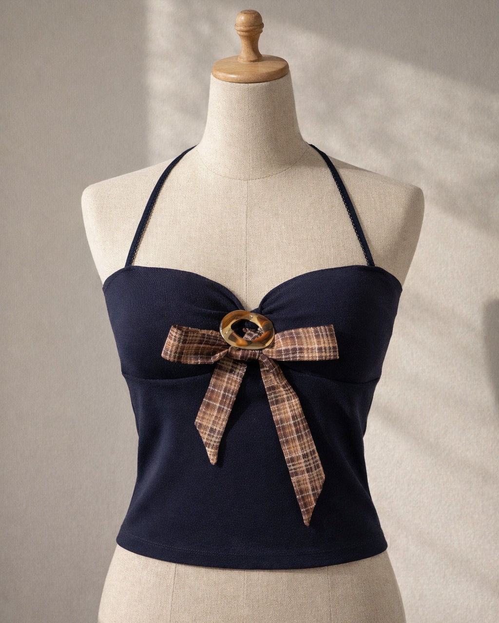 HUNDRED PERSONALITIES PADDED CROSSBACK NAVY CAMI TOP