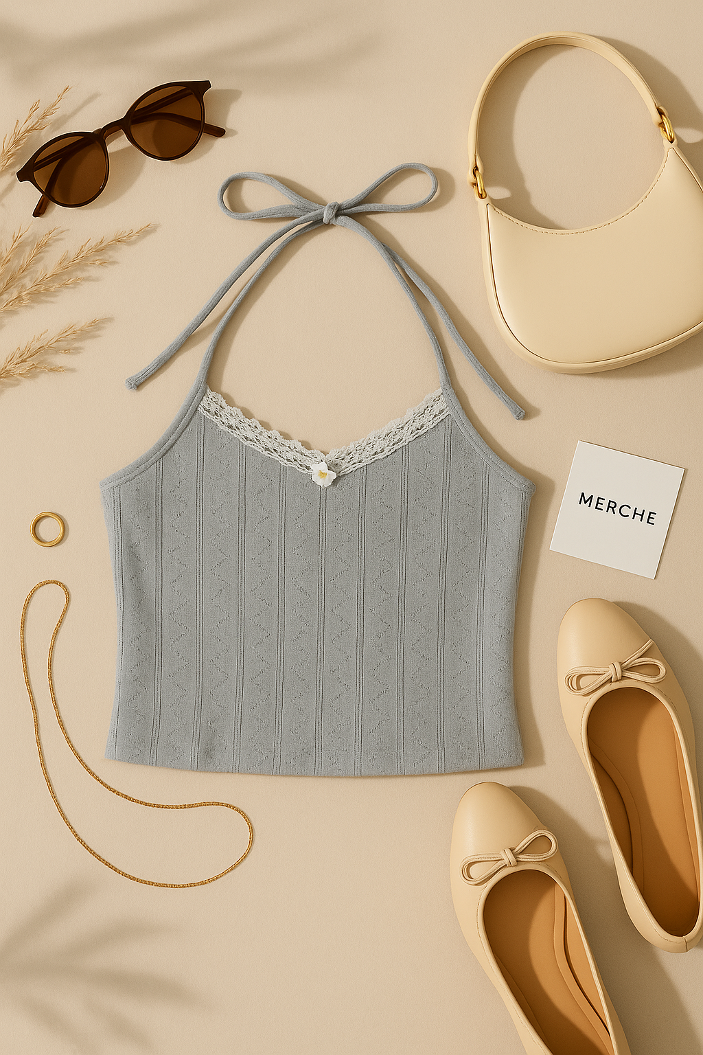 SWEET BERRY GREY HALTERNECK TOP