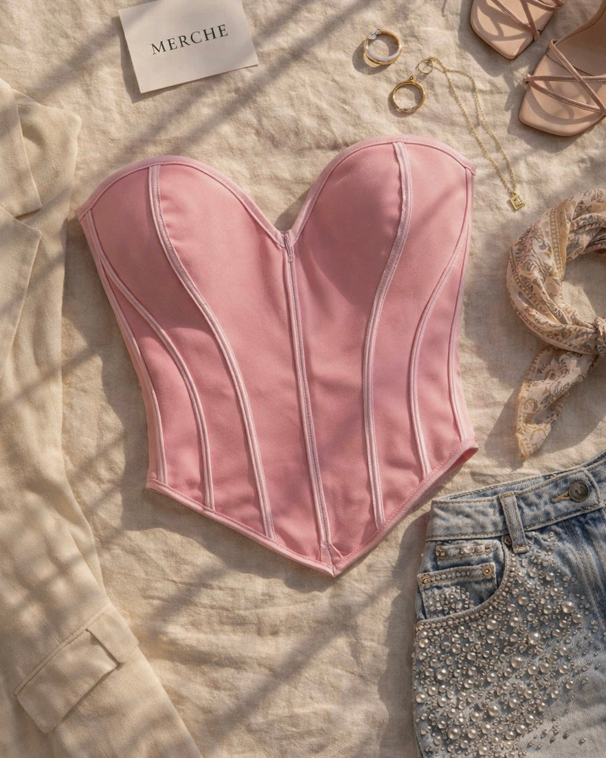 BRAT ENERGY BONING BABY PINK CORSET