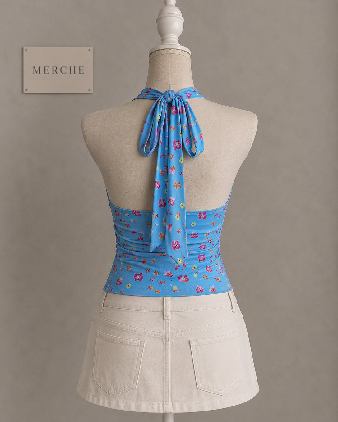 RESORT CORE FLORAL HALTERNECK TOP