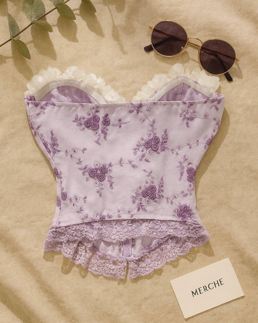 GIRL FROM PARADISE APPLIQUE SHIMMER EMBROIDERED CORSET