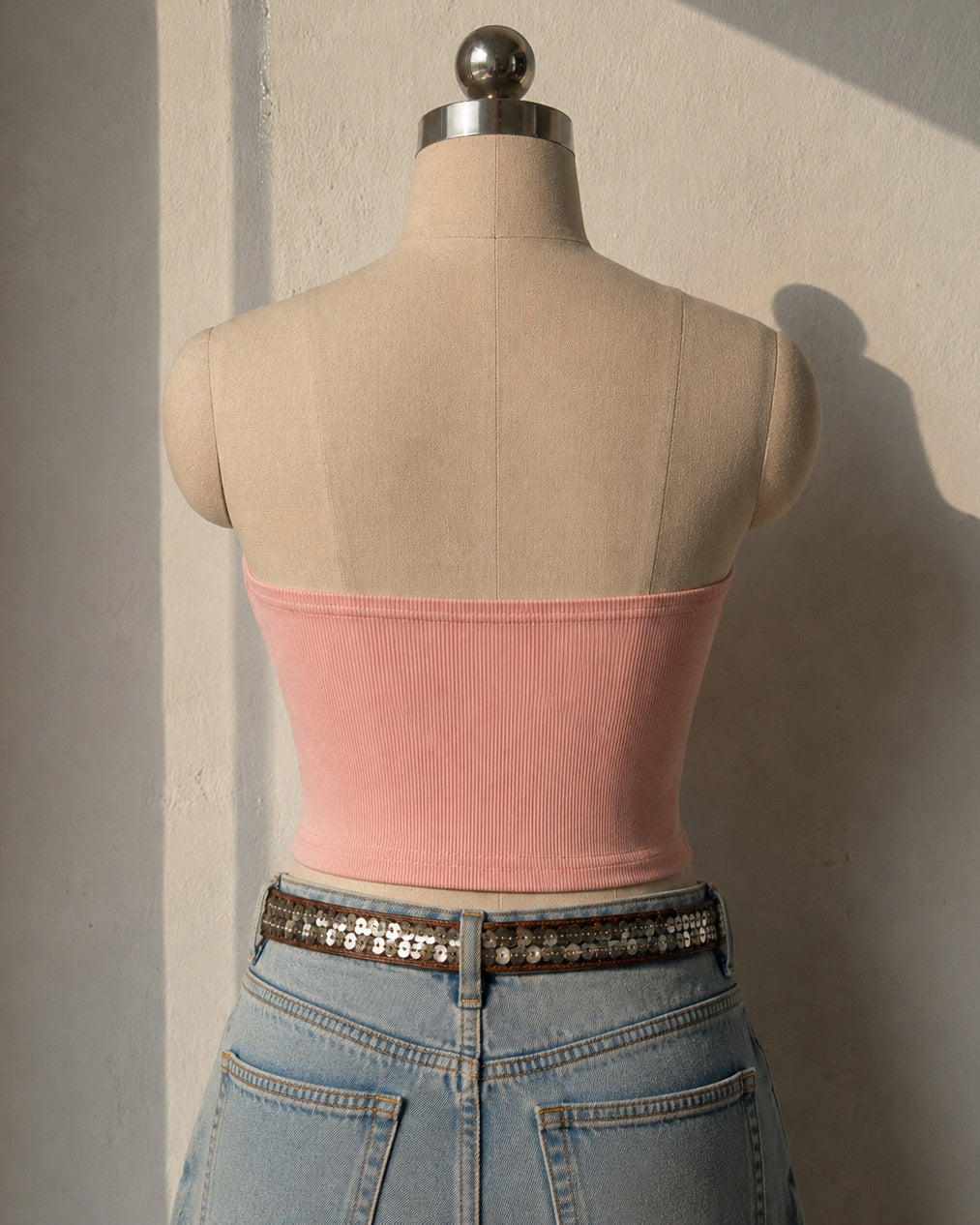 BITE ME THEN PADDED BLUSH PEACH BANDEAU TOP